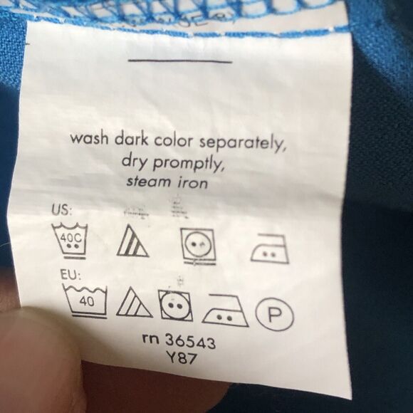 Geoffrey Beene Mens Shirt Geometric Fitted Wrinkle Free L/S Blue Size 15 - Picture 13 of 13